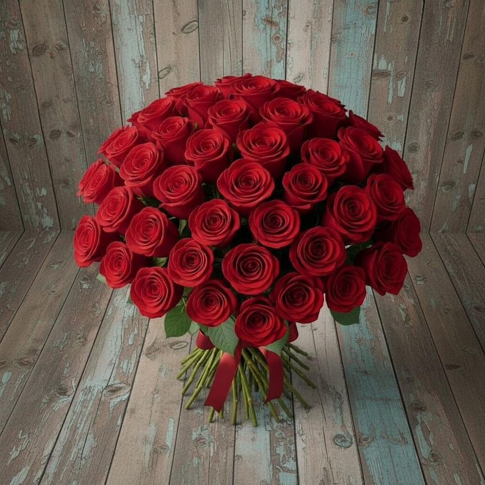 Букет 55 Красных роз Фридом в Бекешевской