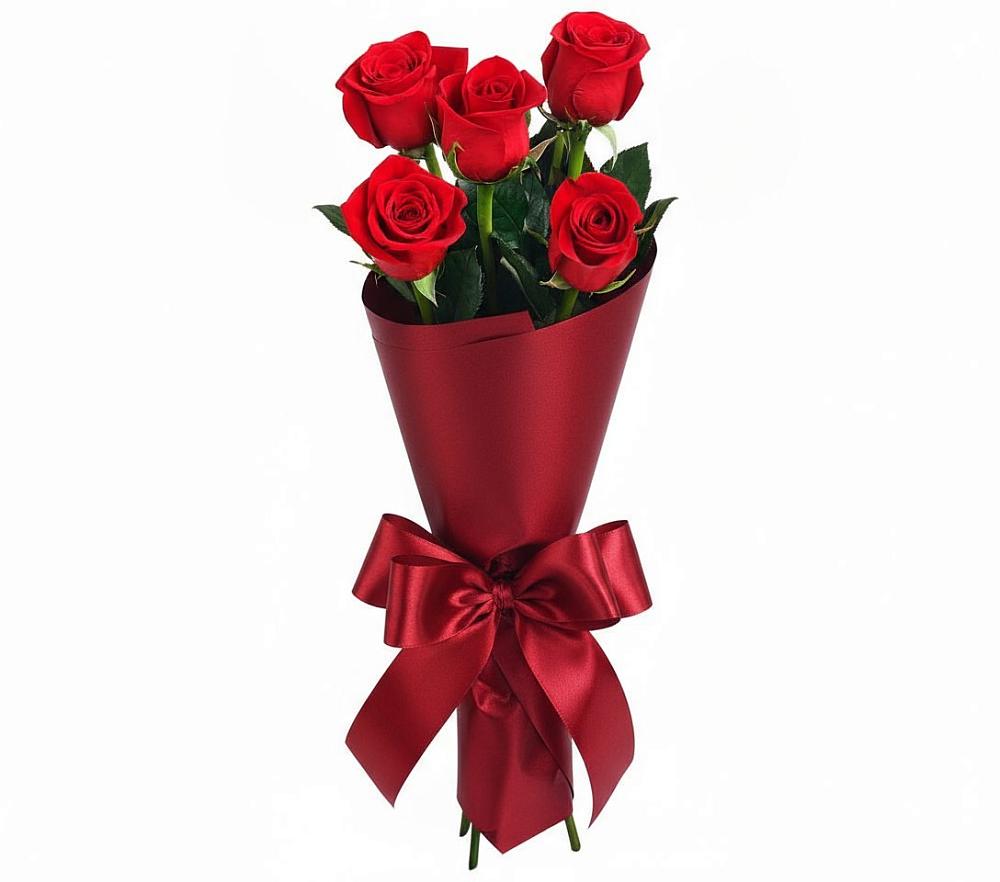 Букет 5 Красных роз Эдлесс Лав в Бекешевской