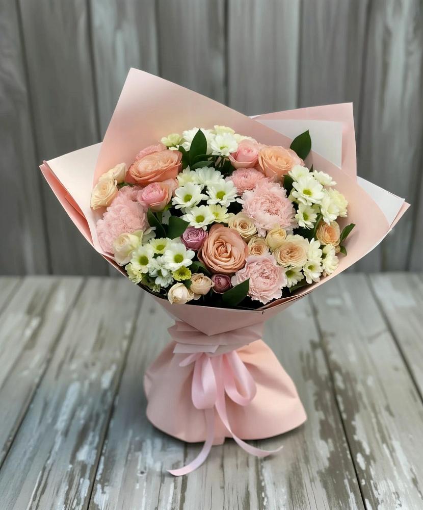 Букет цветов из: Гвоздики, Розы и Хризантемы в Бекешевской