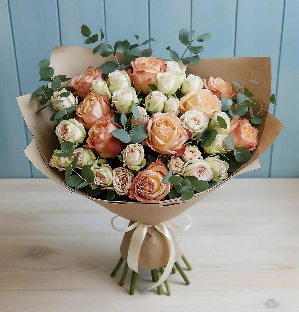 Букет цветов из: Альстромерии и Розы в Бекешевской