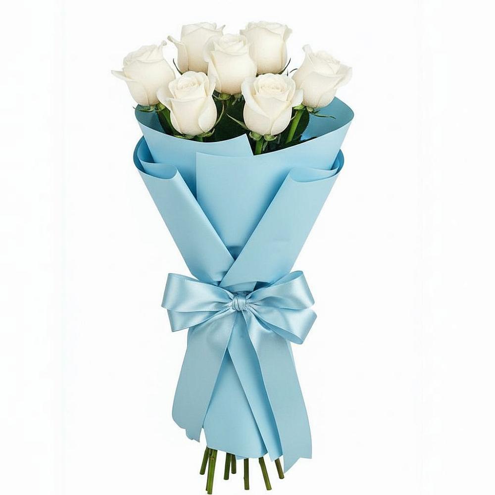 Букет 7 белых роз Проуд в Бекешевской