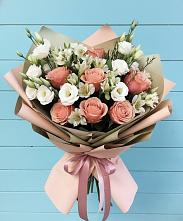 Букет цветов из:  Розы, Альстромерии и Лизиантусы в Бекешевской