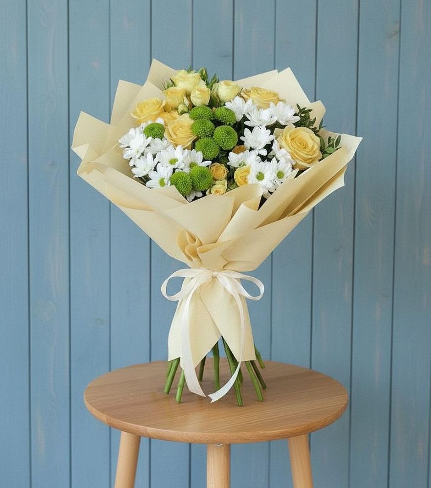 Букет цветов из: Хризантемы и Розы в Бекешевской