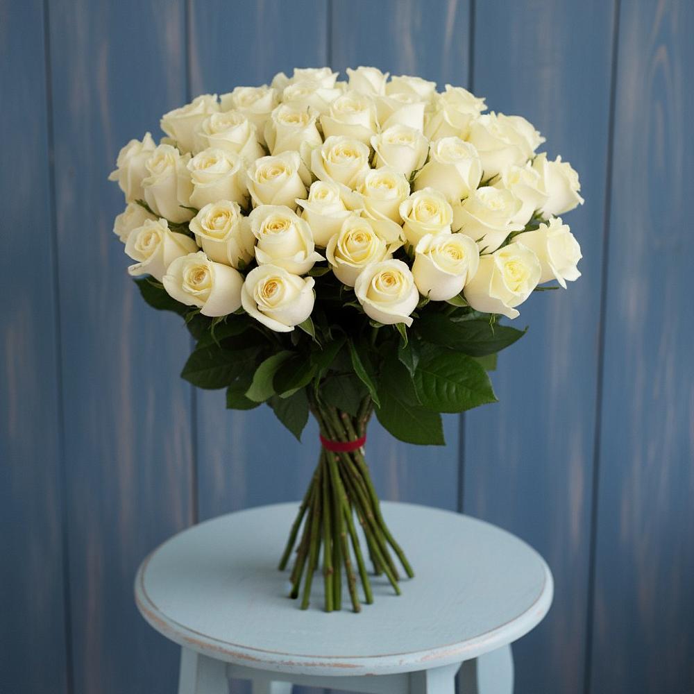 Букет 51 Белая роза Эдлесс Лав в Бекешевской