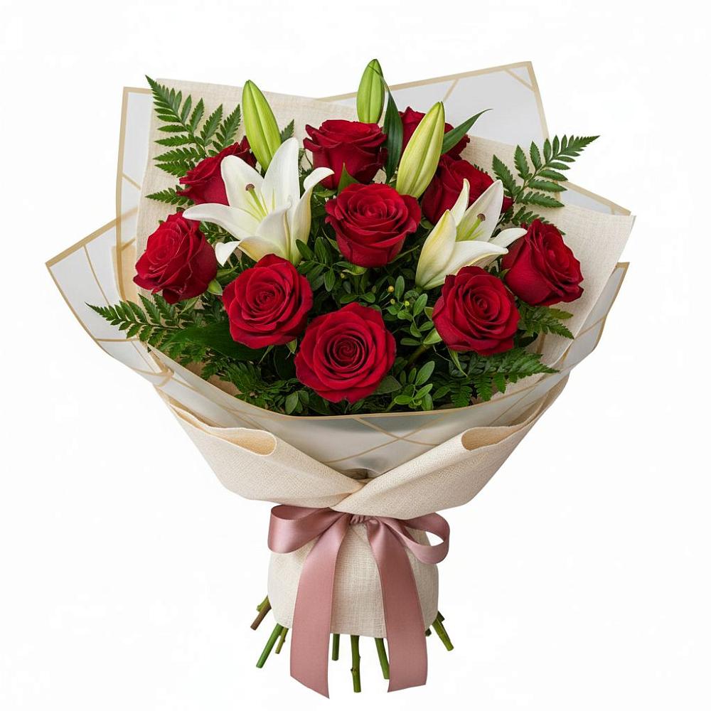 Букет цветов из: Лилии и Розы в Бекешевской