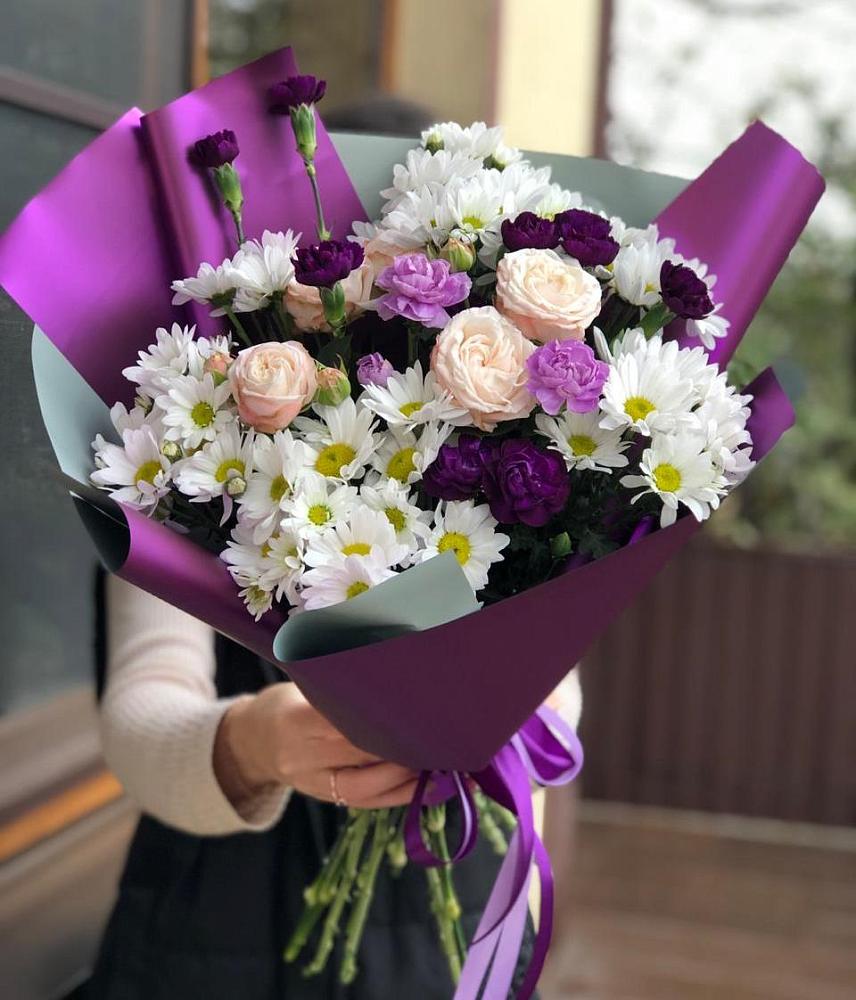 Букет цветов из: Хризантемы, Гвоздики и Розы в Бекешевской