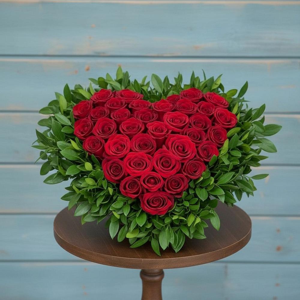 Цветочная композиция из Розы в виде сердца в Бекешевской