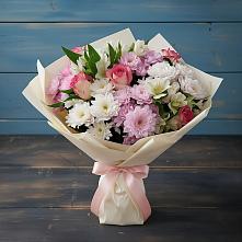 Букет цветов из:  Хризантемы, Альстромерии и Розы в Бекешевской